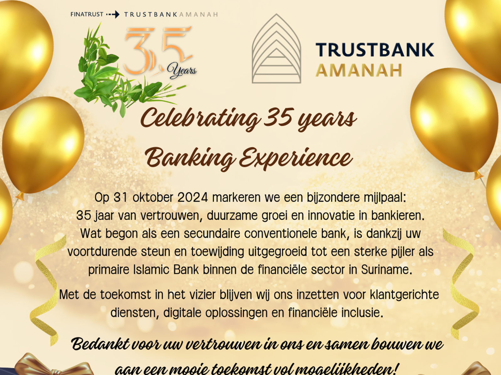 Celebrating 35 years banking experience